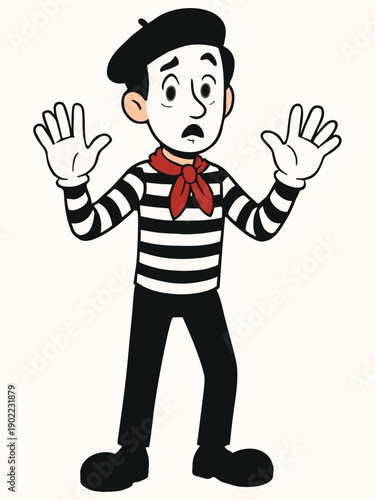 Cartoon illustration of a mime artist