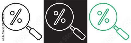 Search and analytics icon set illustration. Minimal vector icons showing web search, user profile lookup, and analytics concepts, suitable for SEO, UI design, and digital marketing visuals.EPS10/AI.