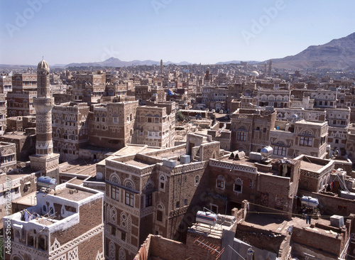 View at Sana'a, in Yemen, this  is one of the world's oldest cities, with rich history, mystical architecture ,narrow streets lined with centuries-old buildings.