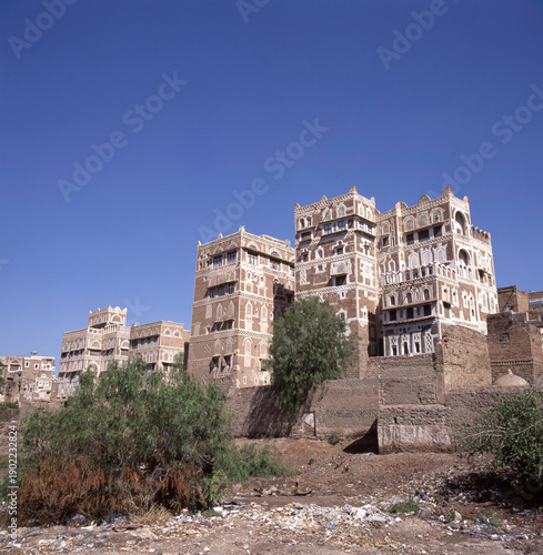 View at Sana'a, in Yemen, this  is one of the world's oldest cities, with rich history, mystical architecture ,narrow streets lined with centuries-old buildings.