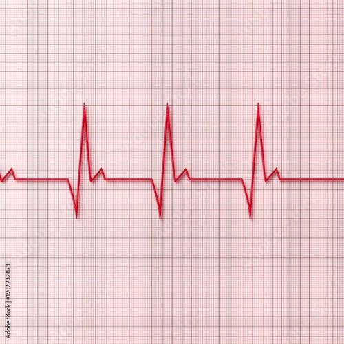 Wallpaper Mural Red ECG Heartbeat Line on Medical Grid Background with Copy Space.  Torontodigital.ca