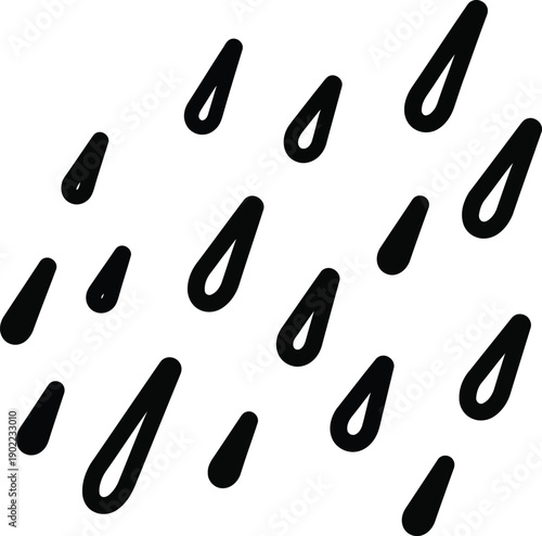 black rain drops on white background