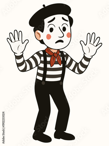 Cartoon illustration of a mime artist