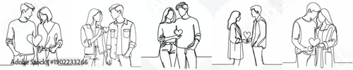 line art of a couple forming a romantic love symbol
