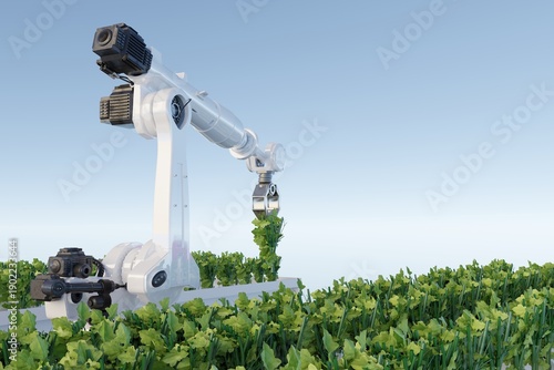 Robotics arm organic farm robot machine processing hand machinery factory green nature plant garden grow food warehouse natural rack glasshouse cos.