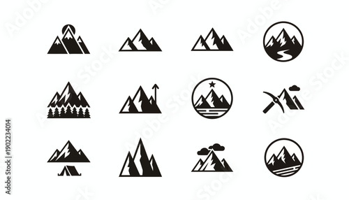 Clean Outdoor Mountain Branding Icons