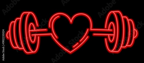 A gym symbol with heart and dumbbell.