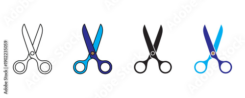 Sharp scissors icon vector. Tailor sewing tool and office stationery cutting equipment symbol. Vector illustration.