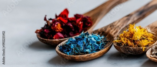 Wallpaper Mural Dried Flower Petals in Wooden Spoons Torontodigital.ca