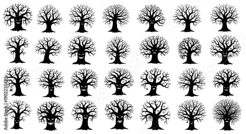 Spooky Halloween Trees Collection: Creepy, Scary, and Mysterious Bare Branches