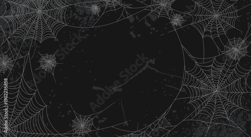 Spooky Halloween background with cobwebs and dark grunge texture