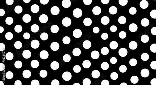 Abstract Seamless Pattern of White Polka Dots on a Black Background - Retro Design