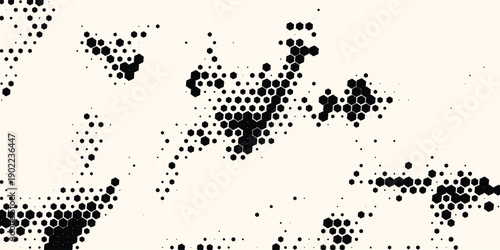 Hexagon Shapes Vector Abstract Geometric Technology Retrowave Sci-Fi Texture Isolated on Light Background. Halftone Hex Retro Simple Pattern. Eps10