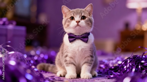 cat with christmas decorations