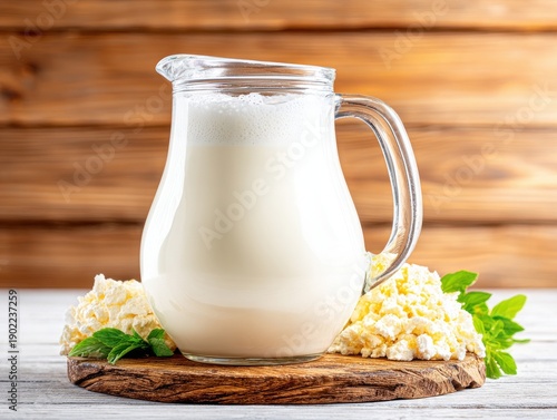 Wallpaper Mural Glass Pitcher of Creamy White Milk with Curds Torontodigital.ca