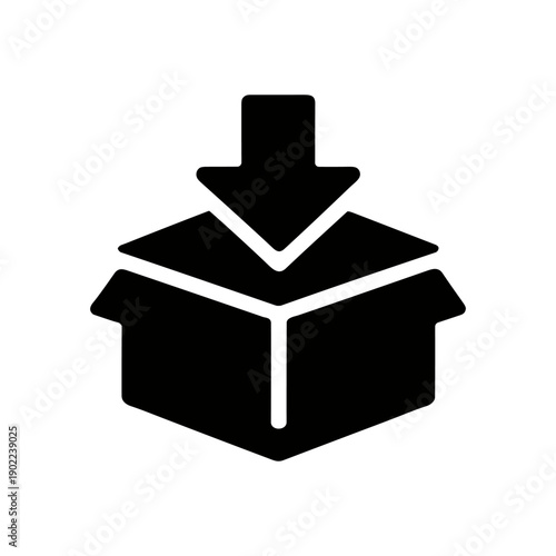 Download to box icon for delivery, shipping and storage. Vector illustration