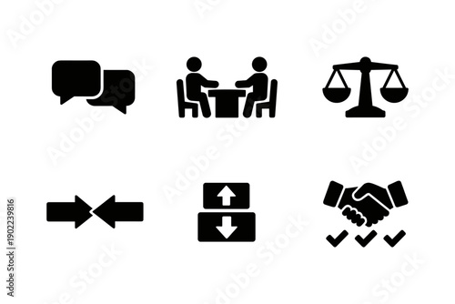 Corporate communication and agreement icons set. Vector illustration