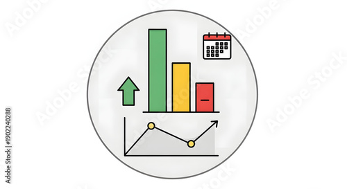 Graph Chart Icon with Color Bars.