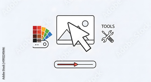 Graphic Design Tools and Computer Cursor.