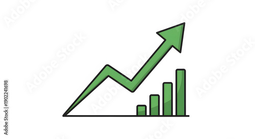 Green graph showing upward trend and success.