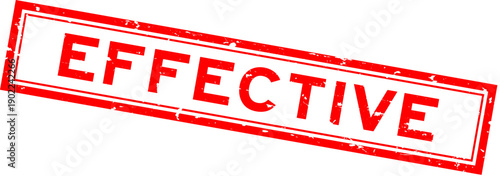 Grunge red effective word square rubber seal stamp on white background