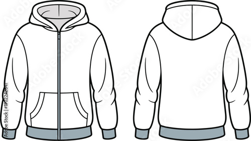 white zip up hoodie Front and back views