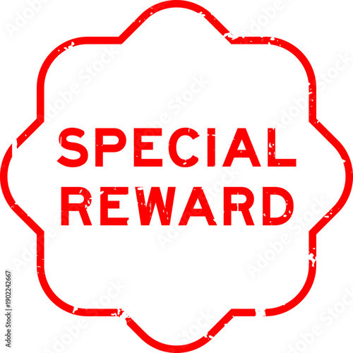 Grunge red special reward word rubber seal stamp on white background