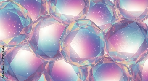 Iridescent Spheres - A Mesmerizing Abstract Background with Holographic Reflections.