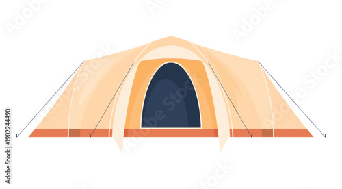 Illustration of camping tent ready to use during outdoor recreation with family and friends to enjoy nature and relax together.