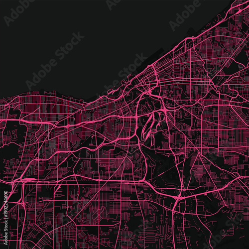 Cleveland City Map experience the refined linework and structured urban grid of this pink tinted svg an architectural blueprint at its core, emphasizing refined linework, with balanced composition.