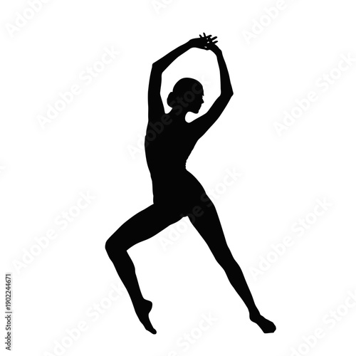 Graceful Silhouette of a Dancing Woman in Dynamic Pose.