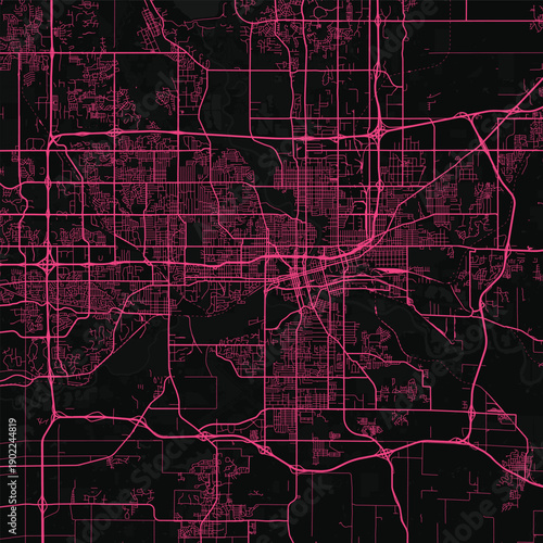 Des Moines City Map crisp lines and precise geometry define this design featuring an intricate urban layout in a cool monochrome aesthetic with a touch of neon pink, emphasizing refined linework.