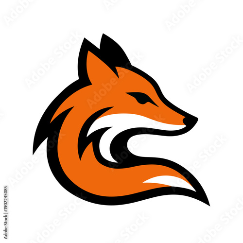 Stylized orange fox head logo design element