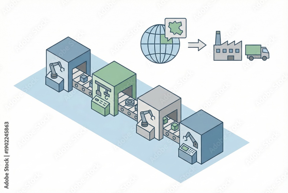 Fototapeta premium Visualizing automated production lines powered by cutting edge robotics and smart manufacturing processes ensuring efficiency and sustainability in modern supply chains