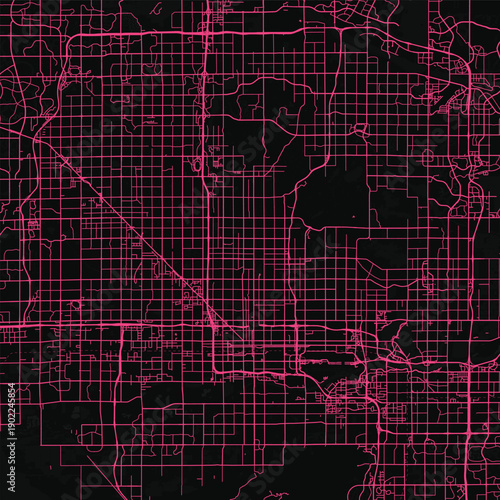 Phoenix City Map this vector file showcases meticulous linework evoking a serene urban landscape with a subtle neon pink glow perfect for those who appreciate clean structured design.