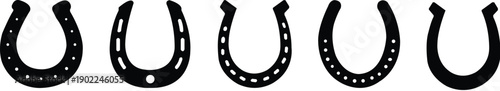collection of horseshoe glyph icon set. Horseshoes icon, Horse shoe for luck sign on white background. Vector illustration.