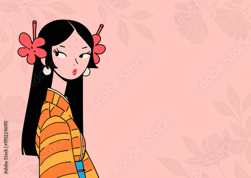Vector illustration of young cool girl. Women's day on March 8