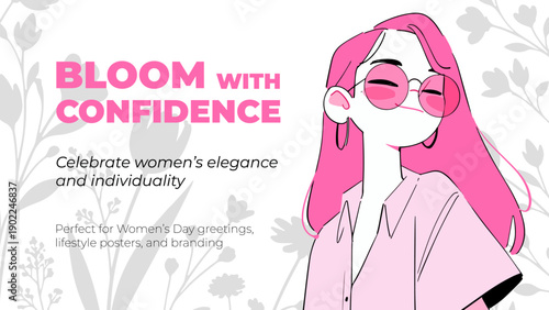 Vector illustration of young cool girl. Women's day on March 8