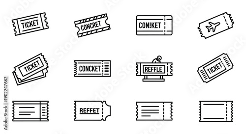 Collection of various event and cinema tickets in a linear design