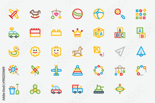 Baby Toys Color Icon Set