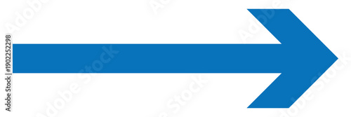 Horizontal straight long blue arrow icon. Long arrow vector icon isolated on white background. Vector illustrator.