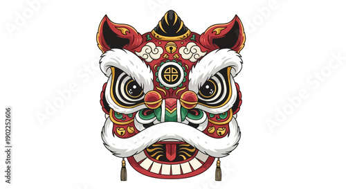 Chinese Lion Dance mask vector illustration