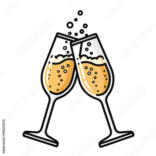 Champagne Flutes Toasting Celebration Party.