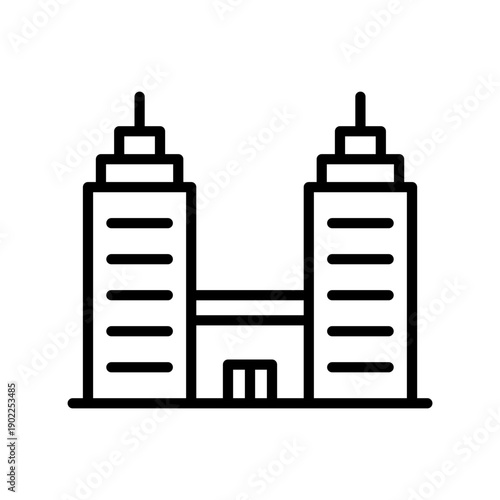 Vector icon design of high rise twin buildings