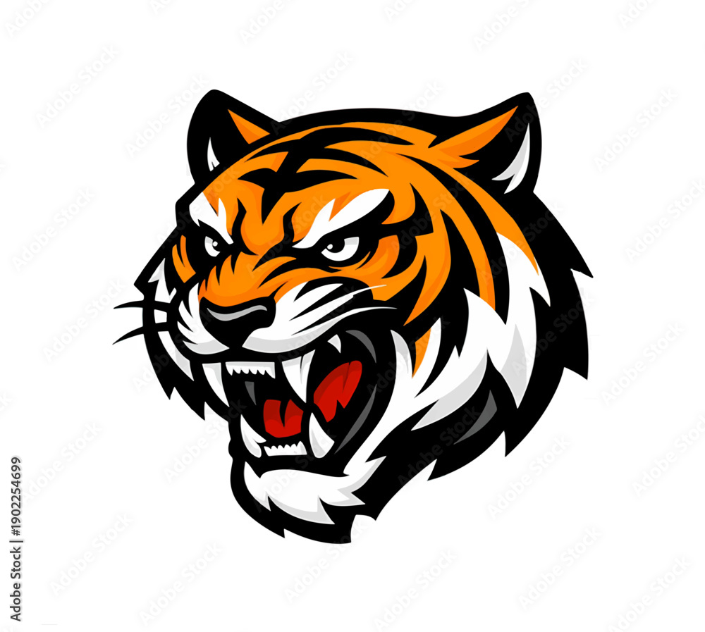 Fototapeta premium Angry Tiger Head Mascot Logo Vector Illustration