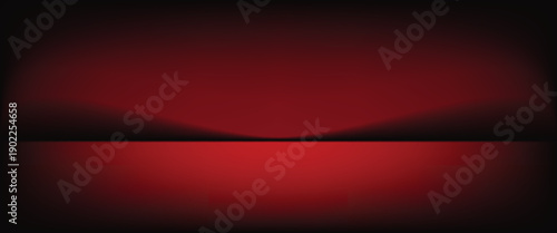 Red studio background. Abstract limbo podium studio room. Dark red gradient wall floor and spotlight scene. Showcase, promotion display. Vector stage mockup illustration