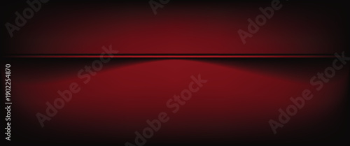 Red studio background. Abstract limbo podium studio room. Dark red gradient wall floor and spotlight scene. Showcase, promotion display. Vector stage mockup illustration