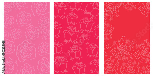 Pink Rose Pattern Background Set – Romantic Floral Design 