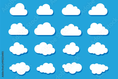 set of vector illustrations of clumpy clouds . weather cloud black icons sky clouds se