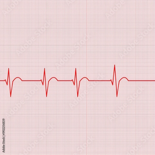 Wallpaper Mural Continuous Red ECG Heartbeat Line on Medical Grid Background with Copy Space.  Torontodigital.ca